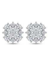 Four-Leaf Clear-Stone Stud Earrings