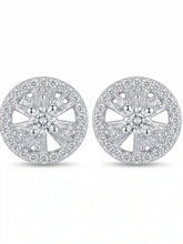 Radial Wheel Clear-Stone Stud Earrings
