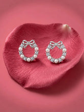 Bow Wreath Ivory-Orb Stud Earrings