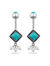 Turquoise Diamond Oxidised Drop Bugadi