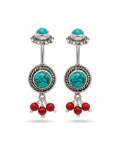 Turquoise Red-Bead Oxidised Bugadi