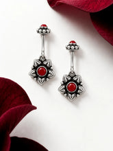 Red Floral Oxidised Star Bugadi