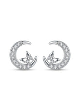 Crescent Butterfly Clear-Stone Stud Earrings