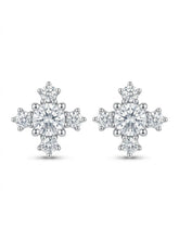 Radiant Cross Clear-Stone Stud Earrings