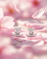 Heart Arc Clear-Stone Stud Earrings