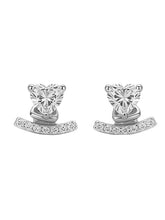Heart Arc Clear-Stone Stud Earrings