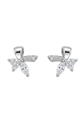 Knotted Leaf Clear-Stone Stud Earrings