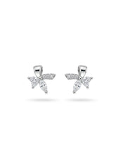 Knotted Leaf Clear-Stone Stud Earrings