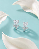 Heart Bloom Leaf Stud Earrings