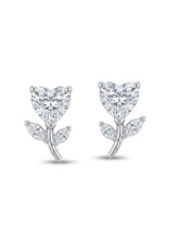 Heart Bloom Leaf Stud Earrings