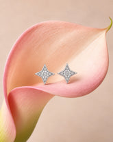 Compass Star Clear Stone Stud Earrings