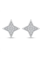 Compass Star Clear Stone Stud Earrings