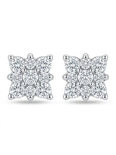 Nine Stone Grid Stud Earrings