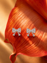 Twin Drop Bow Stud Earrings
