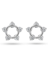 Open Circle Clear Stone Stud Earrings