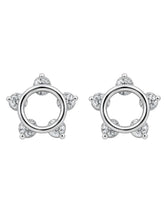 Open Circle Clear Stone Stud Earrings