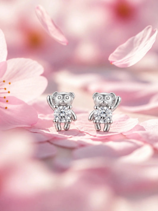 Clear-Stone Teddy Stud Earrings