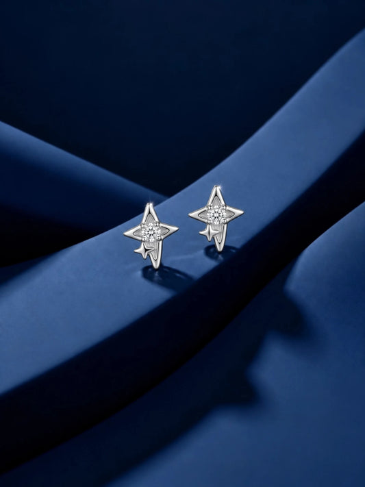 Double Sparkle Star Stud Earrings
