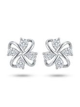 Looped Petal Clear-Stone Stud Earrings
