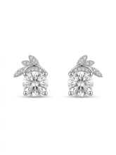 Leaf Crown Solitaire Stud Earrings