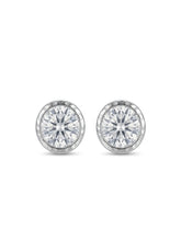 Hammered Rim Solitaire Stud Earrings