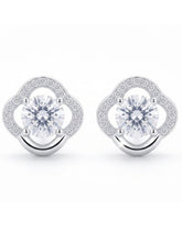 Clover Halo Solitaire Stud Earrings