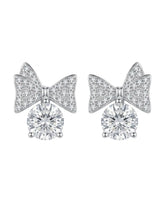 Stone-Set Bow Drop Stud Earrings