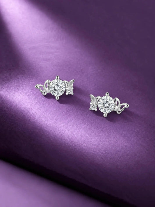 Butterfly Framed Solitaire Stud Earrings