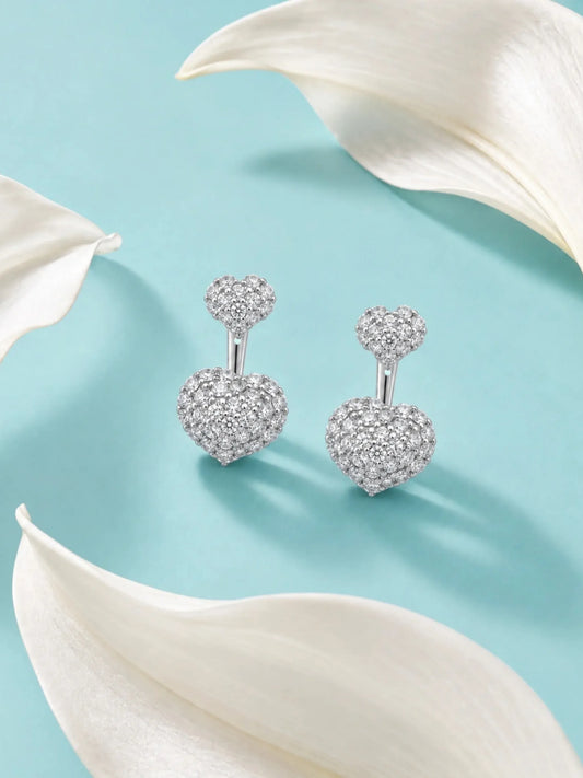 Heart Halo Ear Jacket Stud Earrings