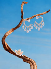 Clear-Stone Heart Chandelier Earrings