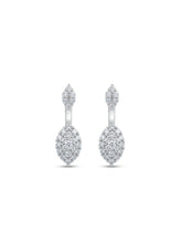 Oval Halo Ear Jacket Stud Earrings
