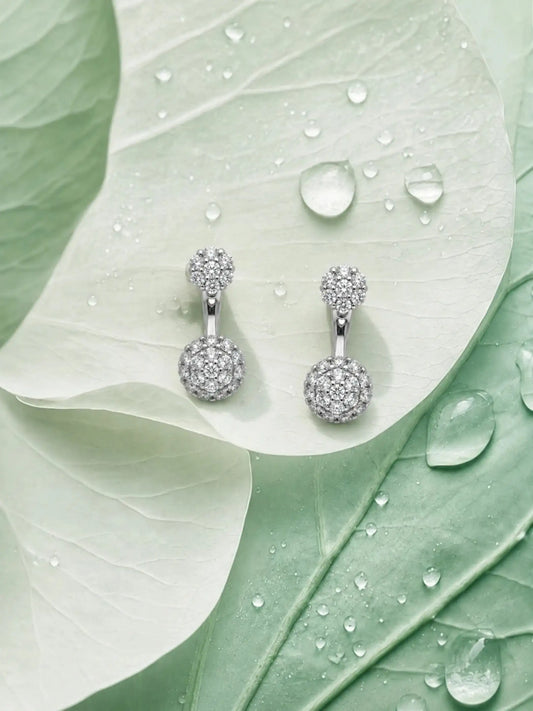 Double Orb Ear Jacket Stud Earrings