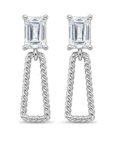 Emerald Cut Loop Drop Earrings