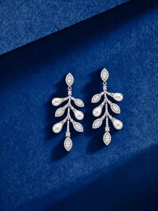 Pearl Leaf Cascade Earrings