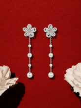 Floral Pearl Chain Earrings