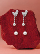Heart Pearl Chain Earrings