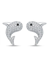 Stone-Set Dolphin Stud Earrings