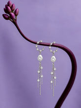 Crescent Pearl Tassel Earrings