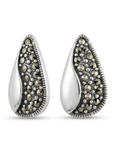 Tapered Paisley Marcasite Stud Earrings