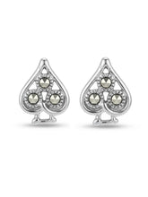 Teardrop Trio Marcasite Stud Earrings
