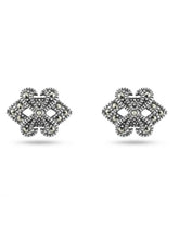 Open Clover Marcasite Stud Earrings