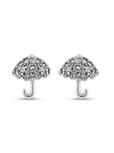 Sculpted Umbrella Marcasite Stud Earrings