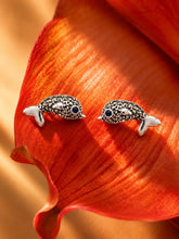 Blue Eye Dolphin Marcasite Stud Earrings