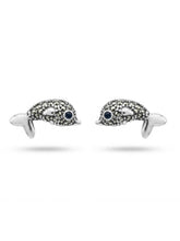 Blue Eye Dolphin Marcasite Stud Earrings