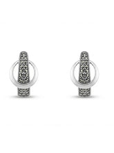 Looped Oval Marcasite Stud Earrings