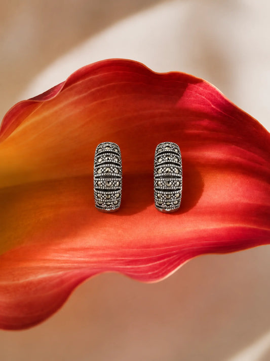 Arched Rib Marcasite Stud Earrings