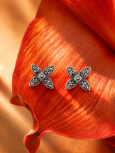 Four Wing Marcasite Butterfly Stud Earrings