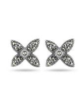 Four Wing Marcasite Butterfly Stud Earrings