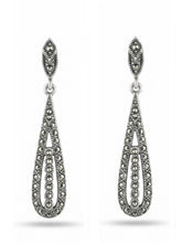 Marcasite Openwork Long Drop Earrings