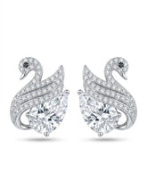 Swan And Pear-Stone Stud Earrings